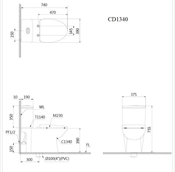 Bàn cầu thông minh Caesar CD1340 + TAF060