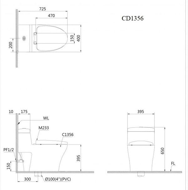 Bàn cầu thông minh Caesar CD1356 + TAF060