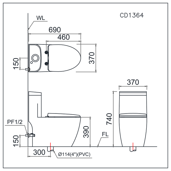 Bàn cầu thông minh Caesar CD1364 + TAF060