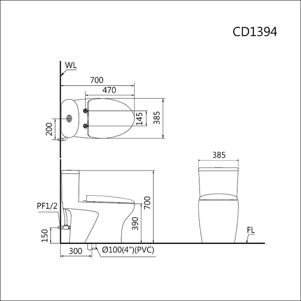 Bàn cầu thông minh Caesar CD1394 + TAF060