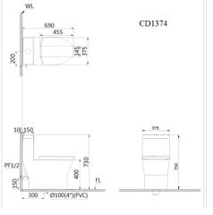 Bàn cầu 1 khối Caesar CD1374