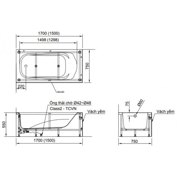Bồ̀n tắm yếm Inax FBV-1502SL