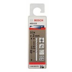 Mũi khoan INOX HSS-Co 2mm (hộp 10 mũi) Bosch 2608585874