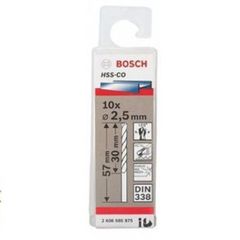 Mũi khoan INOX HSS-Co 2.5mm (hộp 10 mũi) Bosch 2608585875