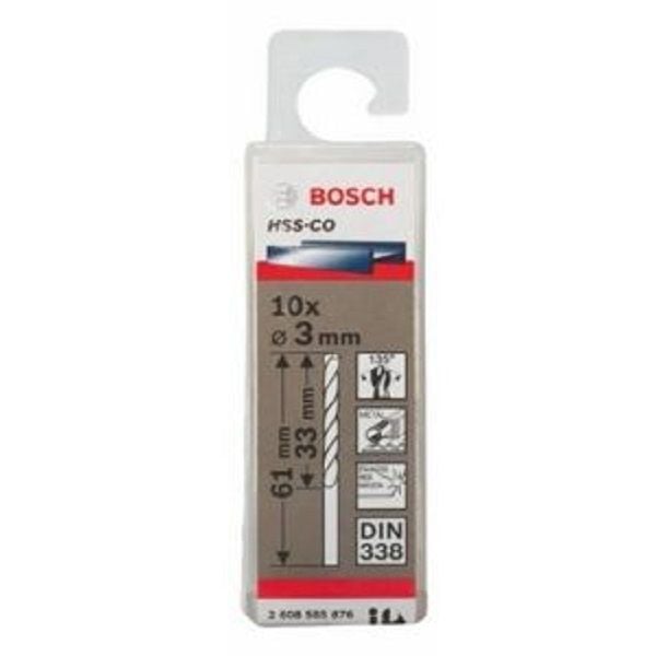 Mũi khoan INOX HSS-Co 3mm (hộp 10 mũi) Bosch 2608585876