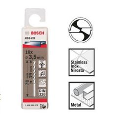 Mũi khoan INOX HSS-Co 3.5mm (hộp 10 mũi) Bosch 2608585879