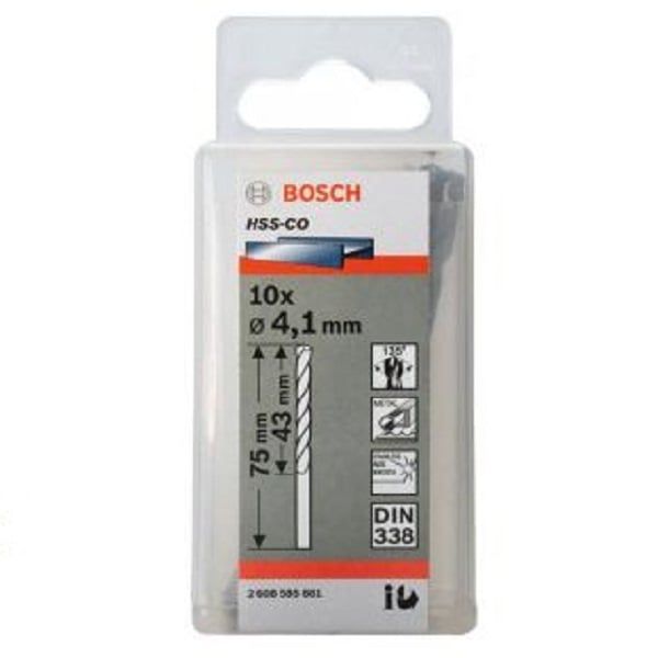Mũi khoan INOX HSS-Co 4.1mm (hộp 10 mũi) Bosch 2608585881