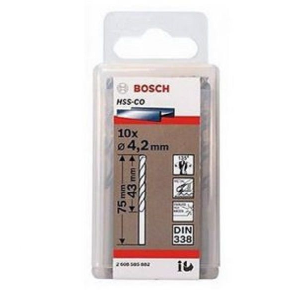Mũi khoan INOX HSS-Co 4.2mm (hộp 10 mũi) Bosch 2608585882