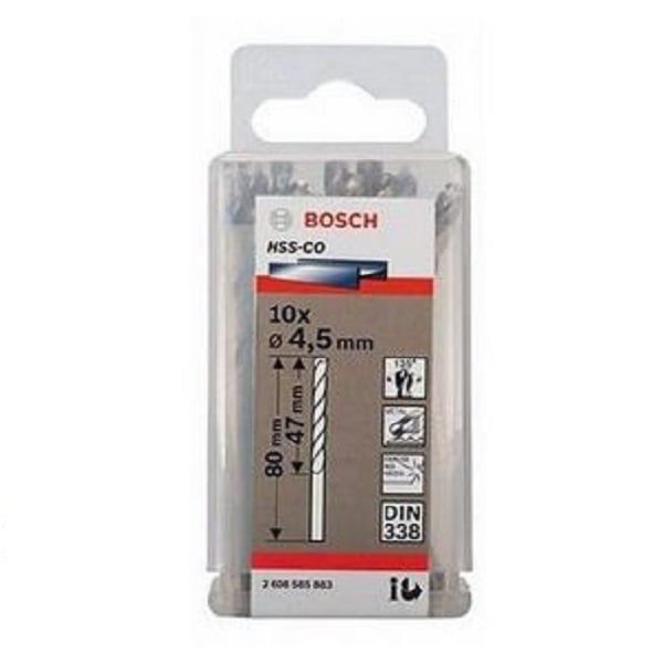 Mũi khoan INOX HSS-Co 4.5mm (hộp 10 mũi) Bosch 2608585883