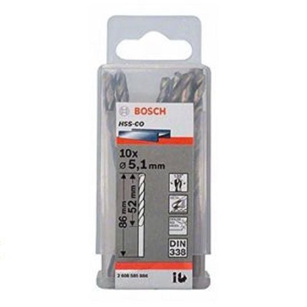 Mũi khoan INOX HSS-Co 5.1mm (hộp 10 mũi) Bosch 2608585886