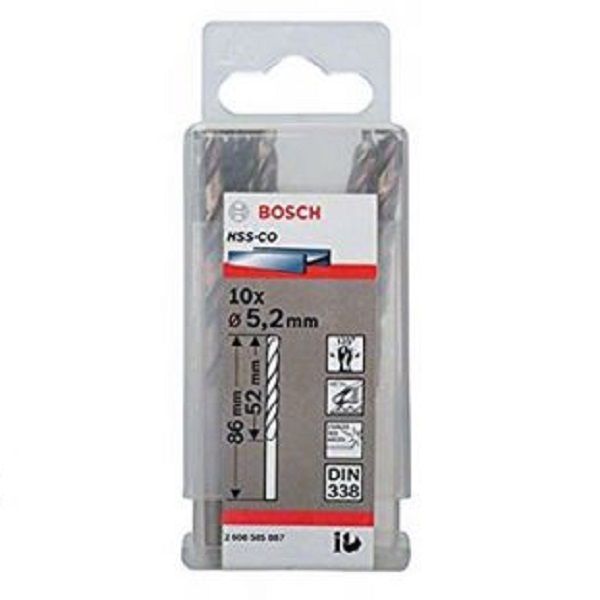 Mũi khoan INOX HSS-Co 5.2mm (hộp 10 mũi) Bosch 2608585887