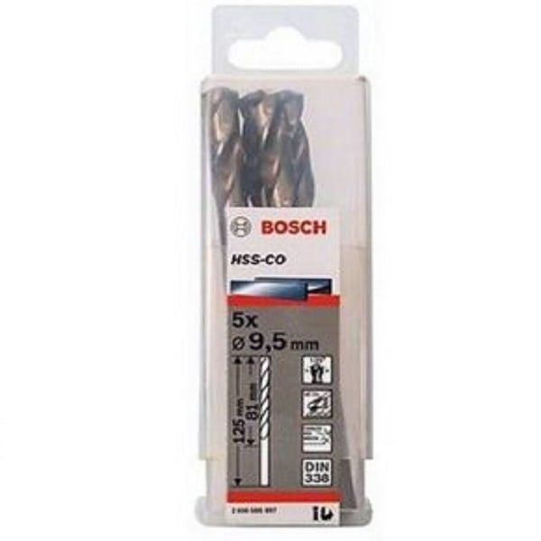 Mũi khoan INOX HSS-Co 9.5mm (hộp 5 mũi) Bosch 2608585897