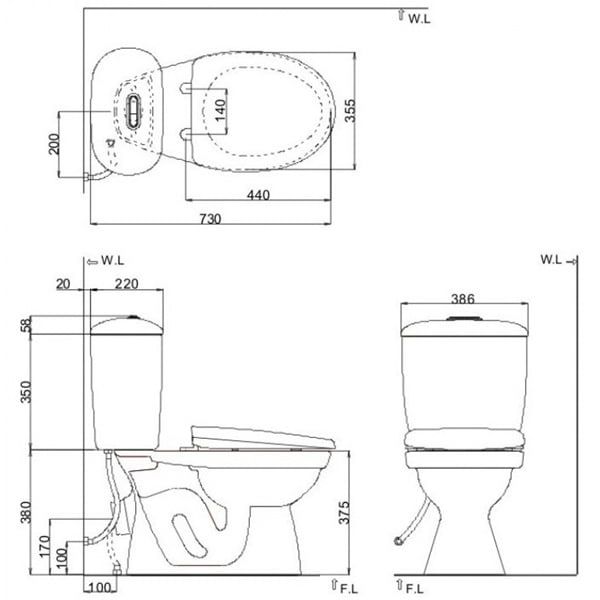 Bàn cầu 2 khối Inax C-306VPTN