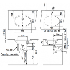 Chậu rửa âm bàn Inax L-2293V