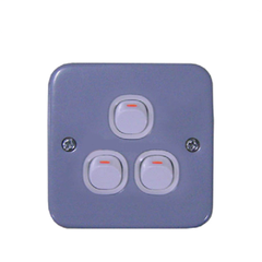 Bộ công tắc ba 1 chiều 10A, mặt kim loại Schneider ESM33_1_2AR_G19