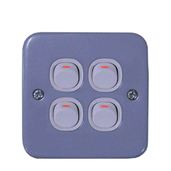 Bộ công tắc bốn 1 chiều 10A, mặt kim loại Schneider ESM34_1_2AR_G19