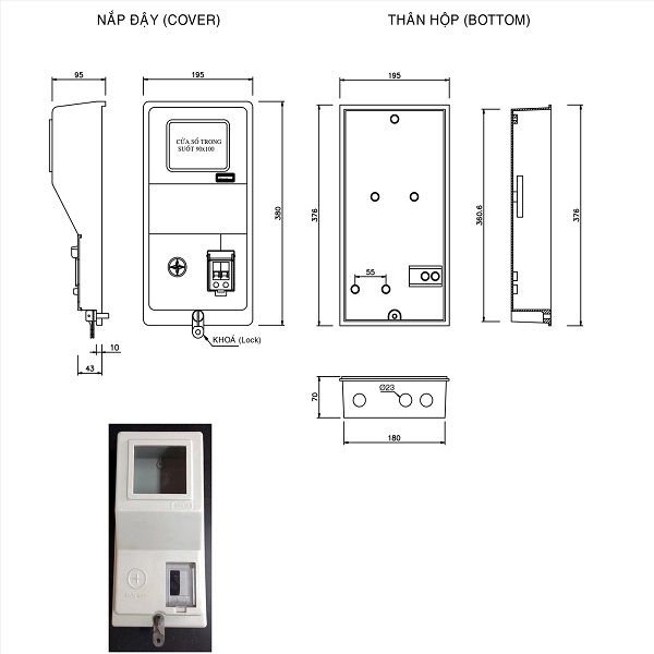 Hộp công tơ điện 1P trong nhà và ngoài trời