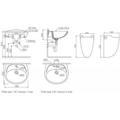 Chậu Rửa Lavabo Viglacera VTL3/VI5 Chân Treo