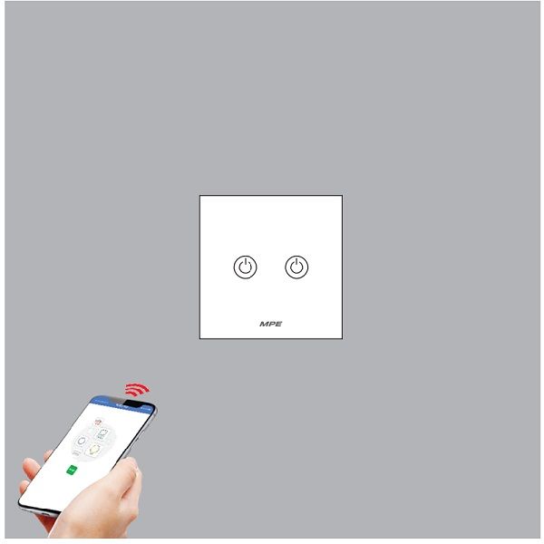 Mặt 2 công tắc vuông Zigbee MPE SWV2/ZB