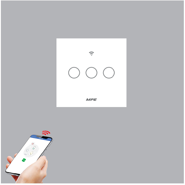 Mặt 3 công tắc vuông wifi MPE SWV3/SC