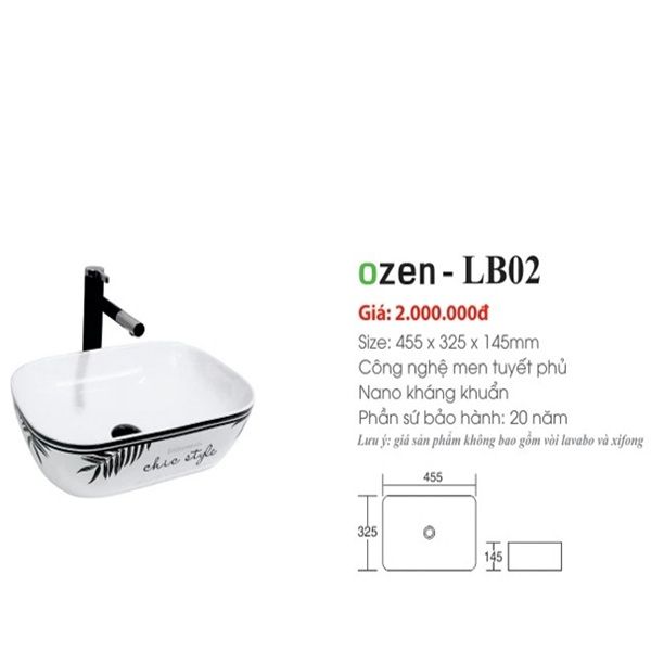 OZEN-LB02 LAVABO ĐẶT BÀN OZEN