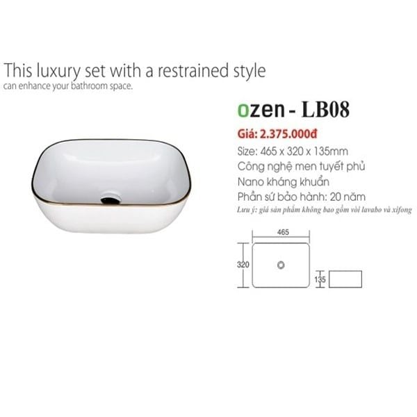 OZEN-LB08 LAVABO ĐẶT BÀN OZEN