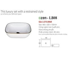 OZEN-LB08 LAVABO ĐẶT BÀN OZEN