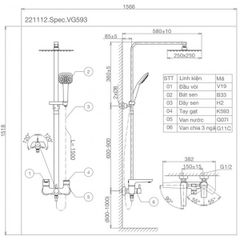 Vòi Sen Cây Viglacera VG593 Nóng Lạnh