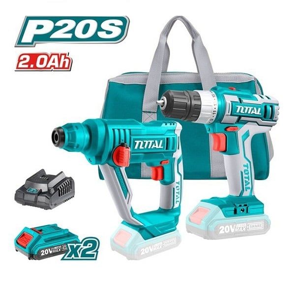 Bộ máy khoan vặn vít và máy khoan búa Total TCKLI2008