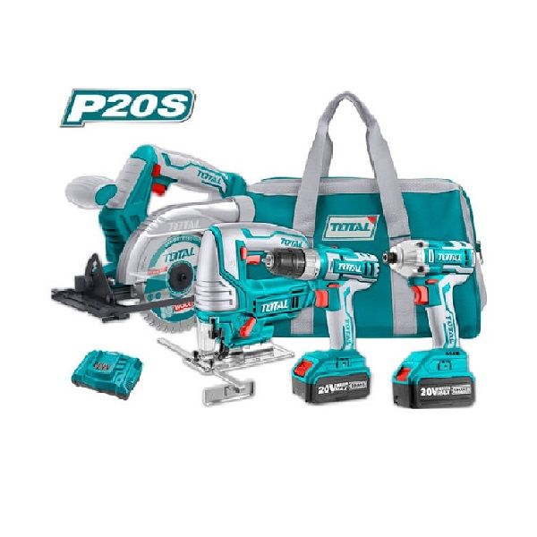 Bộ máy cưa đĩa, cưa lọng, máy khoan và máy siết vít dùng pin 20V Total TCKLI2010