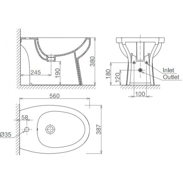 Bồn Tiểu Nữ Viglacera VB5 Đặt Sàn