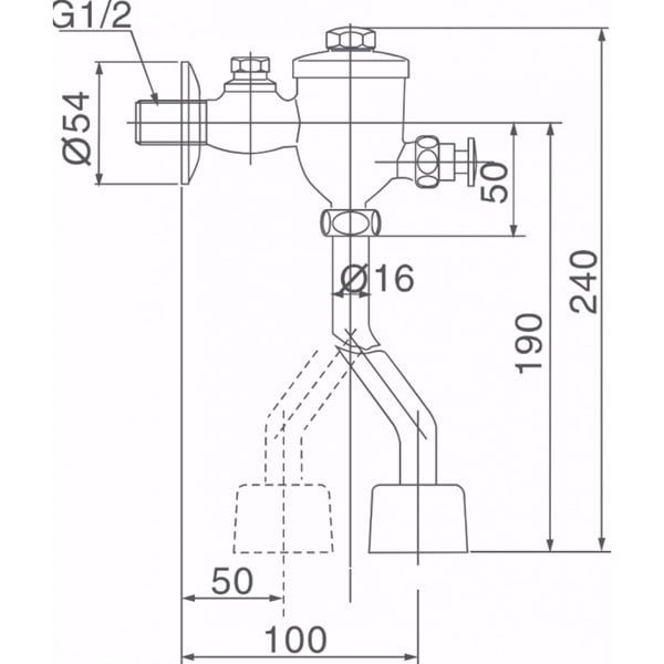 Van Xả Nhấn Bồn Tiểu Inax UF-8V (UF-6V) Ống Cong