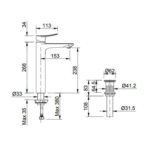 Vòi chậu nóng lạnh Inax LFV-502SH