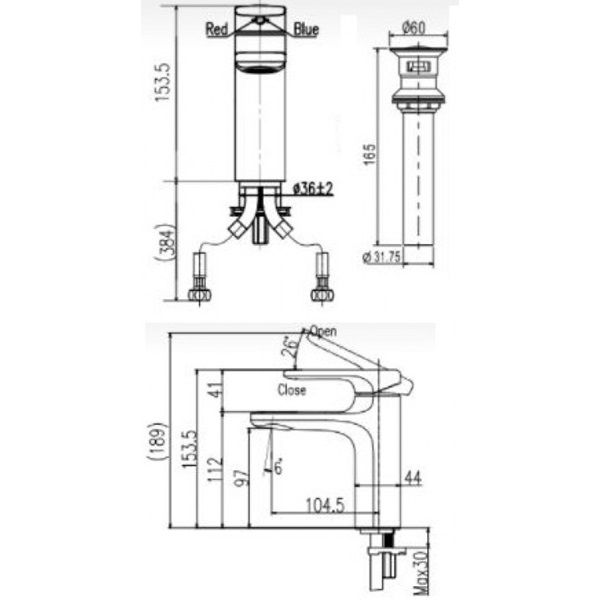 Vòi chậu nóng lạnh Inax LFV-632S-2