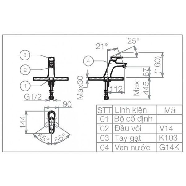 Vòi Lavabo Viglacera VG103 Lạnh
