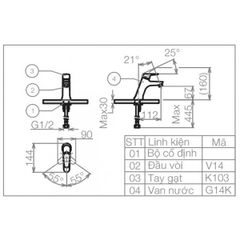 Vòi Lavabo Viglacera VG103 Lạnh