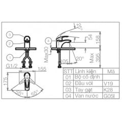 Vòi Chậu Lavabo Nóng Lạnh Viglacera VG104
