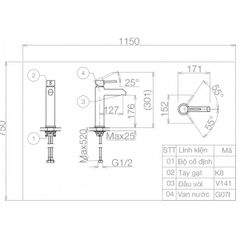 Vòi Chậu Rửa Măt Lavabo Viglacera VG141.1 Nóng Lạnh Cổ Cao
