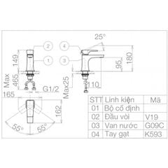 Vòi Lavabo Viglacera VG143 Nóng Lạnh