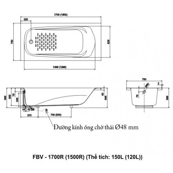Bồn tắm Ocean Inax FBV-1700R