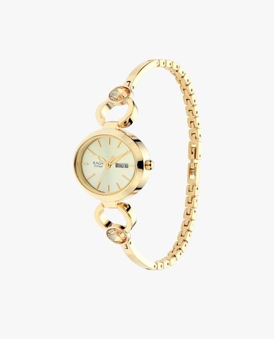  TITAN - Đồng hồ nữ Raga Viva Champagne Dial Metal 30mm 