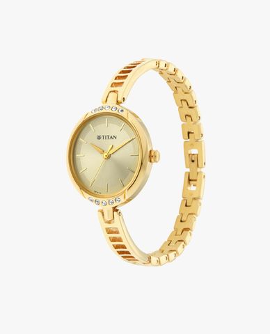  TITAN - Đồng hồ nữ Gold Dial Analog 25mm 