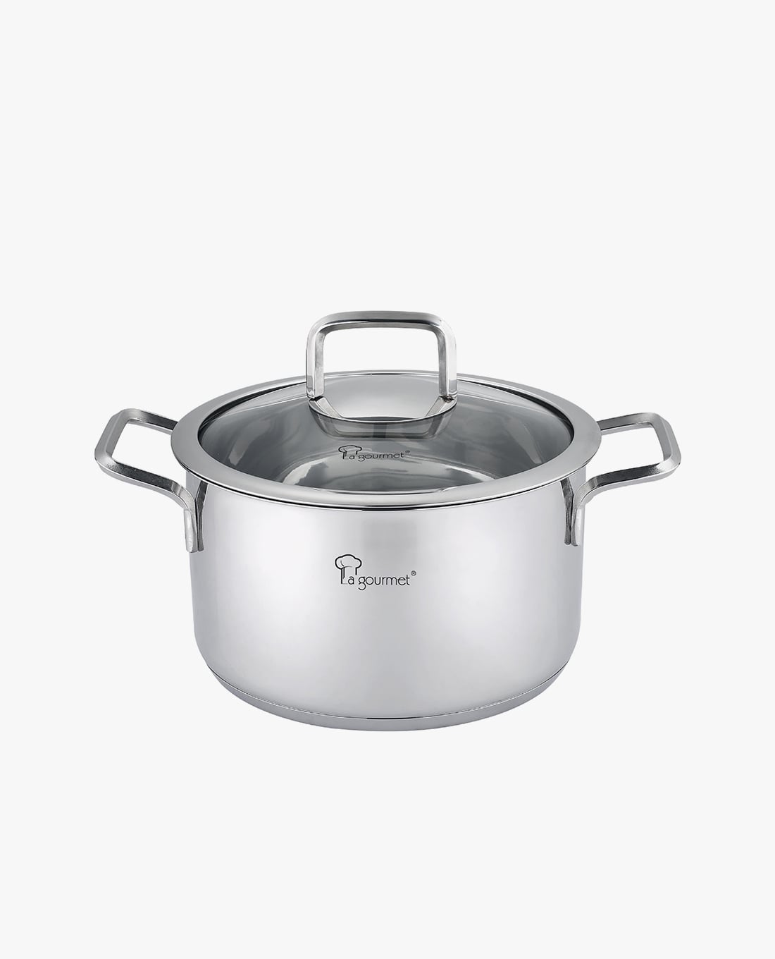 LA GOURMET - Nồi inox lòng sâu hai tay cầm kèm nắp kính Nova Cuisine 20cm