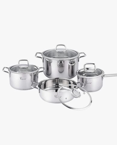  LA GOURMET - Nồi inox lòng sâu hai tay cầm kèm nắp kính Nova Cuisine 20cm 