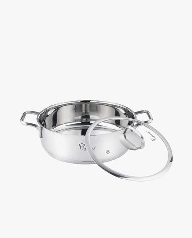  LA GOURMET - Nồi inox lòng cạn hai tay cầm kèm nắp kính Nova Cuisine 24cm 