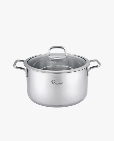  LA GOURMET - Nồi inox lòng sâu hai tay cầm kèm nắp kính Nova Cuisine 24cm 