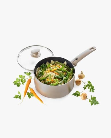  GREENPAN - Chảo chống dính lòng sâu có nắp Greenpan Cam Bronze 20cm 