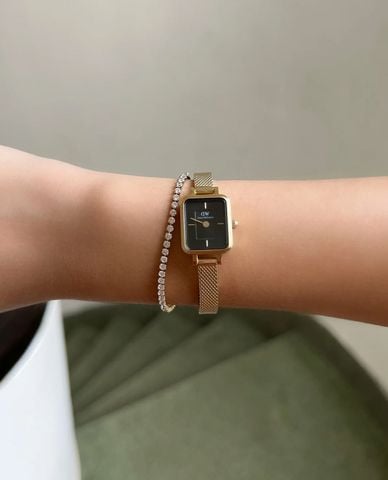  DANIEL WELLINGTON - Đồng hồ nữ Quadro Mini Evergold Onyx 18.2mm 