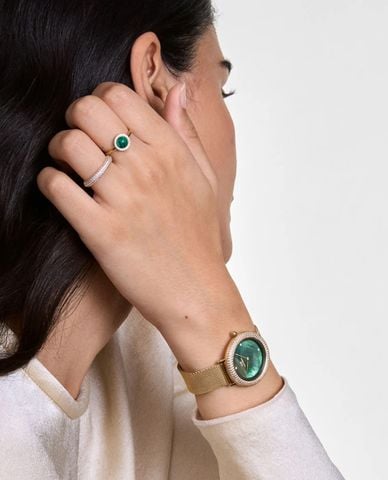  DANIEL WELLINGTON - Đồng hồ nữ Crystalline Bezel Evergold Green 32mm 
