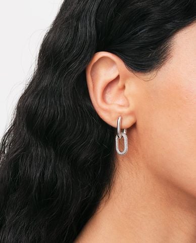  DANIEL WELLINGTON - Khuyên tai nữ phối khoen đính đá Crystal Link 